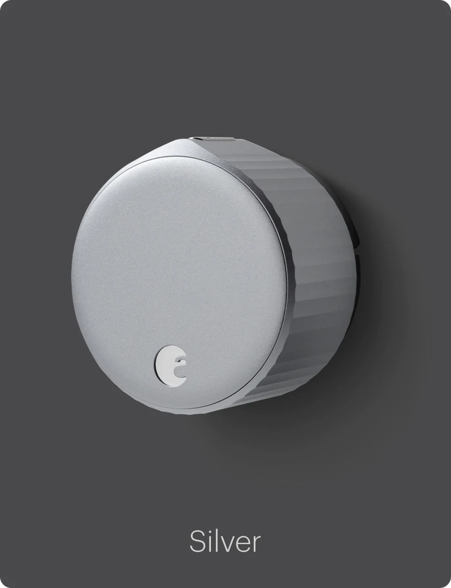 Silver August Wi-Fi Smart Lock fourth generation shown from the front
